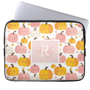 Wasserfarbe Pumpkin Muster mit Namen Laptopschutzhülle