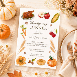 Wasserfarbe Pumpkin Pi Türkei Erntedank Abendessen Einladung