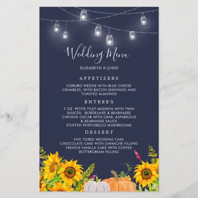 Wasserfarbe Pumpkin Sonnenblumen Rustikales Hochze (Vorderseite)