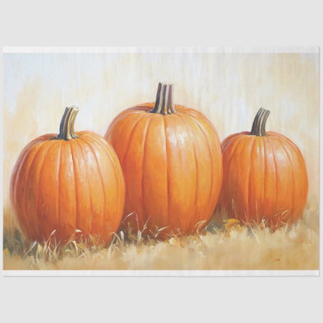 Wasserfarbe Pumpkin Trio Decoupage Seidenpapier (Vorderseite)