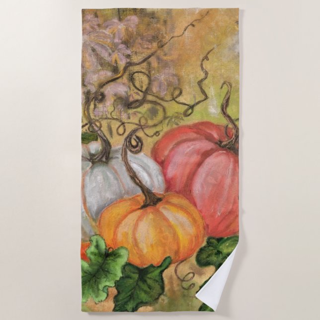 Wasserfarbe Pumpkins Beach Handtuch (Vorderseite)