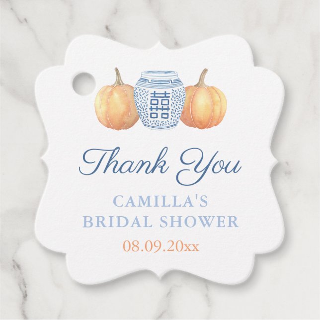 Wasserfarbe Pumpkins Ginger Jar Autumn Baby Showdu Geschenkanhänger (Vorderseite)