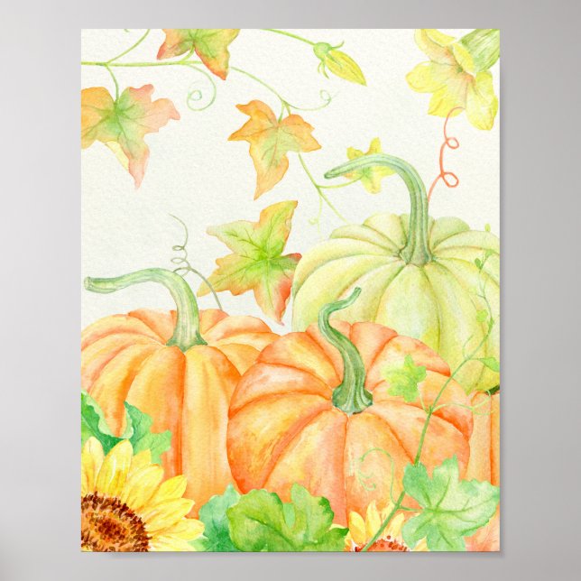Wasserfarbe Pumpkins Poster (Vorne)