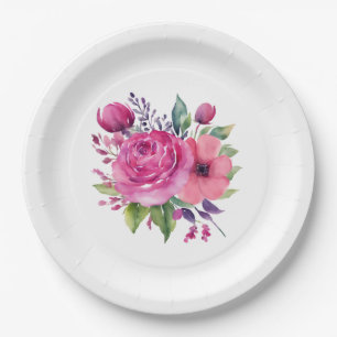 Wasserfarbe Punk Blume Bouquet-Wedding Pappteller