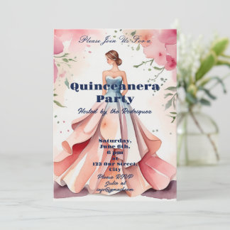 Wasserfarbe Quinceanera Feier Einladung