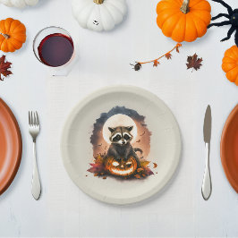 Wasserfarbe Raccoon Halloween Pappteller