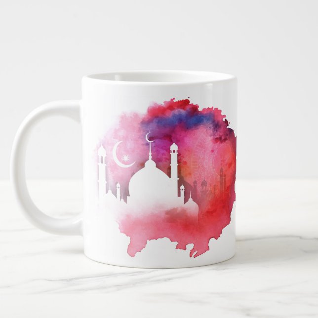 Wasserfarbe Ramadan Moschee Reds und Purzelbäume Jumbo-Tasse (Links)