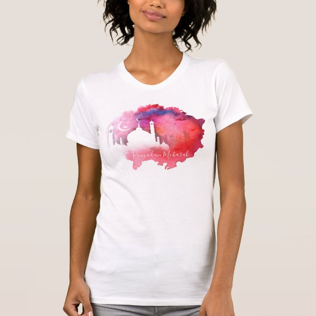 Wasserfarbe Ramadan Moschee Reds und Purzelbäume T-Shirt (Vorderseite)