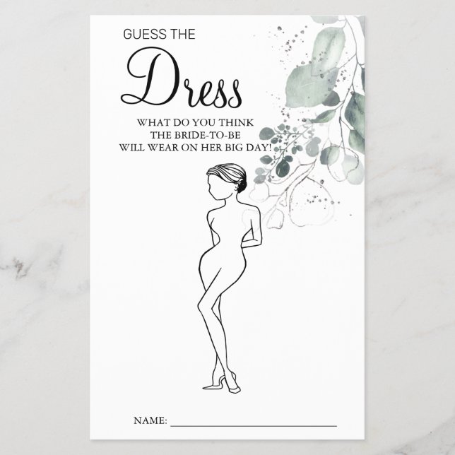 Wasserfarbe Ratet das Dress Brautparty Spielkarte Flyer (Vorne)