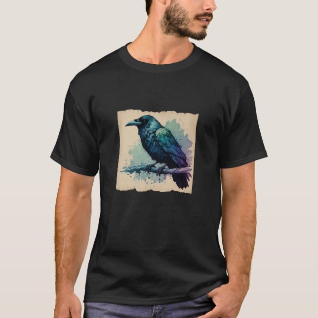 Wasserfarbe Raven Bold & Mystical T-Shirt (Vorderseite)