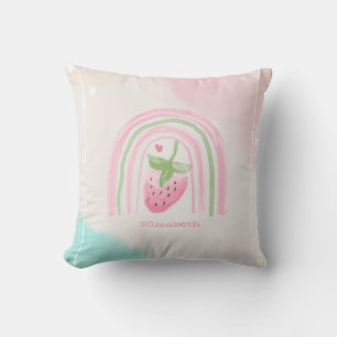 Wasserfarbe Regenbogen Erdbeere Kissen