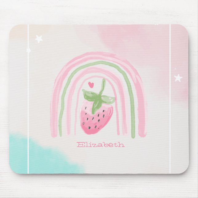 Wasserfarbe Regenbogen Erdbeere Mousepad (Vorne)
