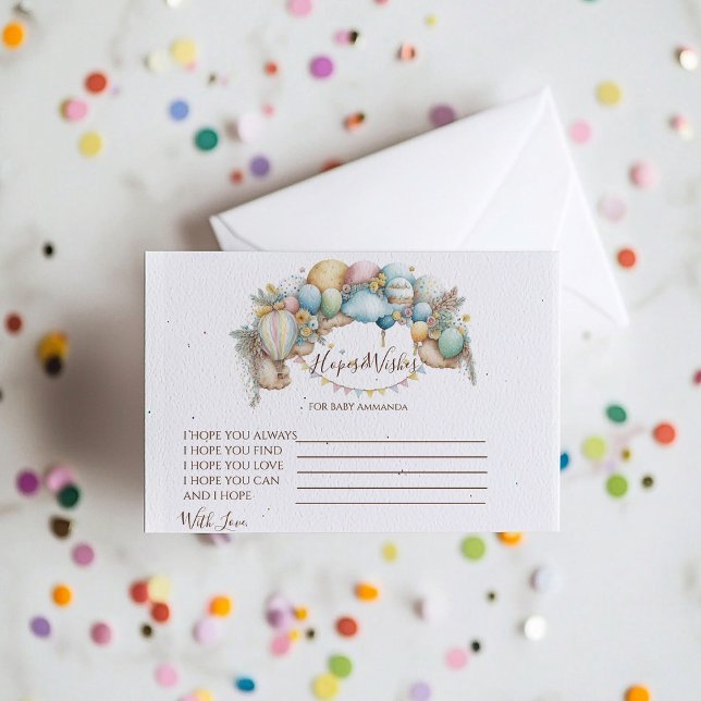 Wasserfarbe Regenbogen Luft Ballon Babydusche Begleitkarte (Von Creator hochgeladen)