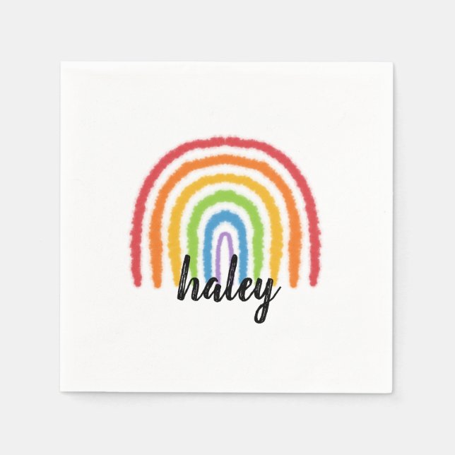 Wasserfarbe Regenbogen Personalisiertes Party Napk Serviette (Vorderseite)