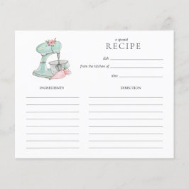 Wasserfarbe Retro Kuchen Mixer Backen Rezept Karte