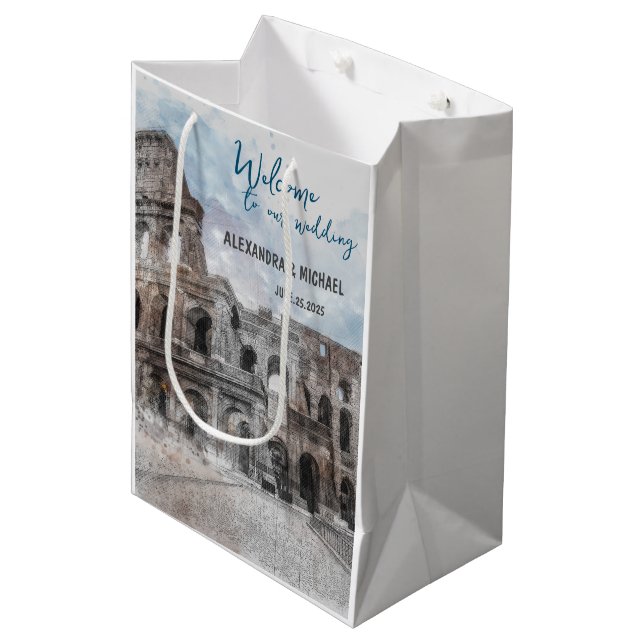 Wasserfarbe Rom, Italien Mittlere Geschenktüte (Vorderseite Schrägansicht)