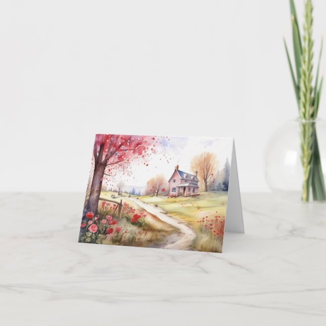 Wasserfarbe Romantisch Karte (Vorderseite)