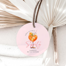Wasserfarbe Rosa Aperol Spritz Brautparty Geschenkanhänger