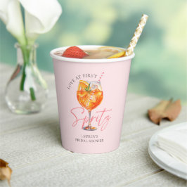 Wasserfarbe Rosa Aperol Spritz Brautparty Pappbecher