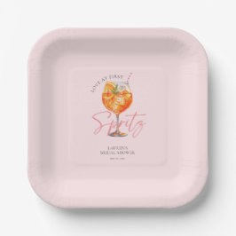 Wasserfarbe Rosa Aperol Spritz Brautparty Pappteller
