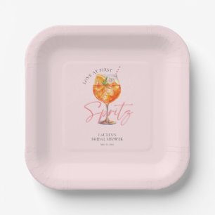 Wasserfarbe Rosa Aperol Spritz Brautparty Pappteller