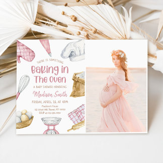 Wasserfarbe Rosa Backen Baby Girl Dusche Foto Einladung