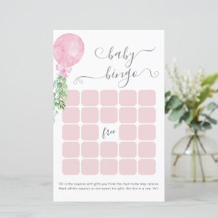 Wasserfarbe Rosa Ballon Baby Dusche Bingo Spiel