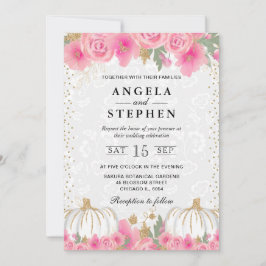 Wasserfarbe Rosa Blume fallen Pumpkin Hochzeit Einladung