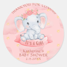 Wasserfarbe Rosa Blumenelefant Girl Baby Dusche
