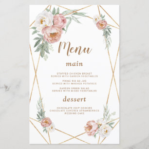 Wasserfarbe Rosa Blumenkornflora Hochzeitsmenü