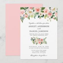 Wasserfarbe Rosa Blush Bloral Elegante Hochzeit