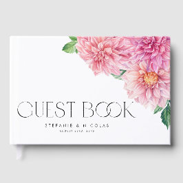 Wasserfarbe Rosa Dahlia Blume Foto Hochzeit Gästebuch