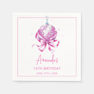 Wasserfarbe Rosa Disco Coquette Sweet 16 Birthday Serviette