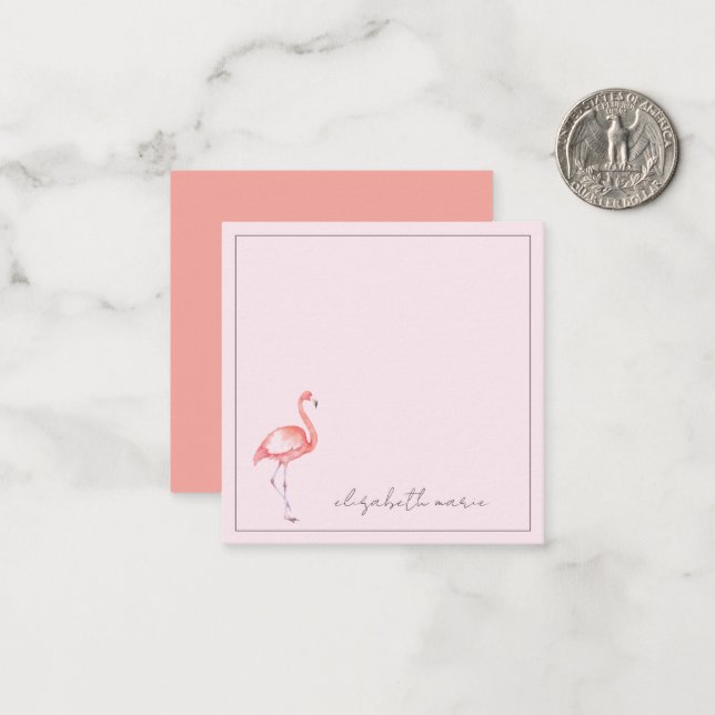 Wasserfarbe Rosa Flamingo Personalisiert Mitteilungskarte (Vorderseite/Rückseite Beispiel)