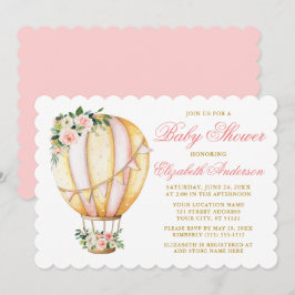 Wasserfarbe Rosa Floral Baby Dusche Luftballon Einladung