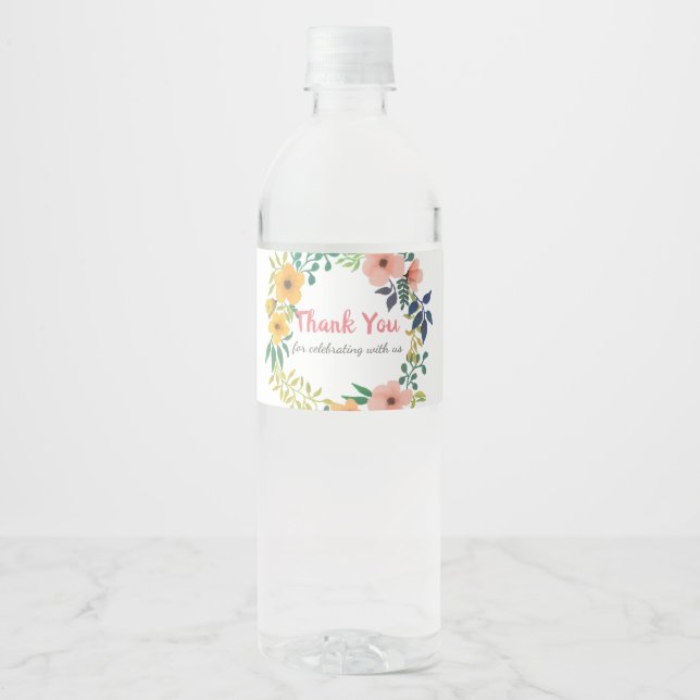 Wasserfarbe Rosa Florals | Babydusche Vielen Dank (Vorderseite)