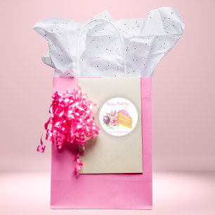 Wasserfarbe Rosa-Frosting-Geburtstagstorte Quadratischer Aufkleber