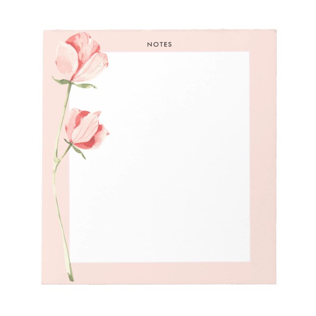 Wasserfarbe Rosa Frühlingsblüten Blüten Notizblock (Vorderseite)