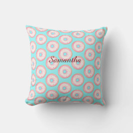 Wasserfarbe Rosa glänzende Sprinkle Donuts Kissen