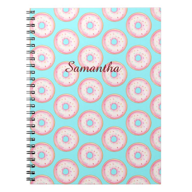 Wasserfarbe Rosa glänzende Sprinkle Donuts Notizblock (Vorderseite)