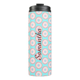 Wasserfarbe Rosa glänzende Sprinkle Donuts Thermosbecher