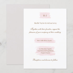 Wasserfarbe Rosa Gold Weiß Grau Elegante Hochzeit Einladung