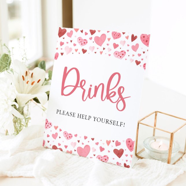 Wasserfarbe Rosa Herz - Valentingetränke signieren Sockelschild (Von Creator hochgeladen)
