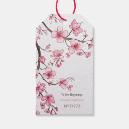 Wasserfarbe Rosa Kirschblossom Blumenzehen Geschenkanhänger