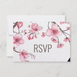Wasserfarbe Rosa Kirschblossom Blumenzehen RSVP Karte