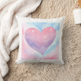 Wasserfarbe Rosa Lila Herzklopfen Kissen
