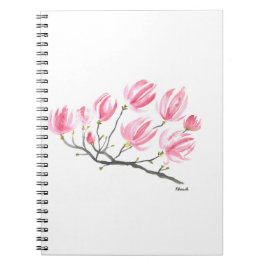 Wasserfarbe Rosa Magnolia Natur Botanisches Flora Notizblock