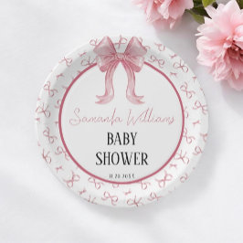 Wasserfarbe Rosa Minimalistisch Elegante Gir Babyd Pappteller