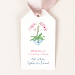 Wasserfarbe Rosa Orchid Blau Weiße Schüssel Babydu Geschenkanhänger