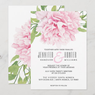 Wasserfarbe Rosa Pénées Floral   Hochzeit Einladung